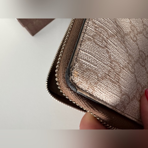 Authentic GUCCI GG Supreme Monogram Zip Around Wallet Maple Brown - Picture 9 of 12